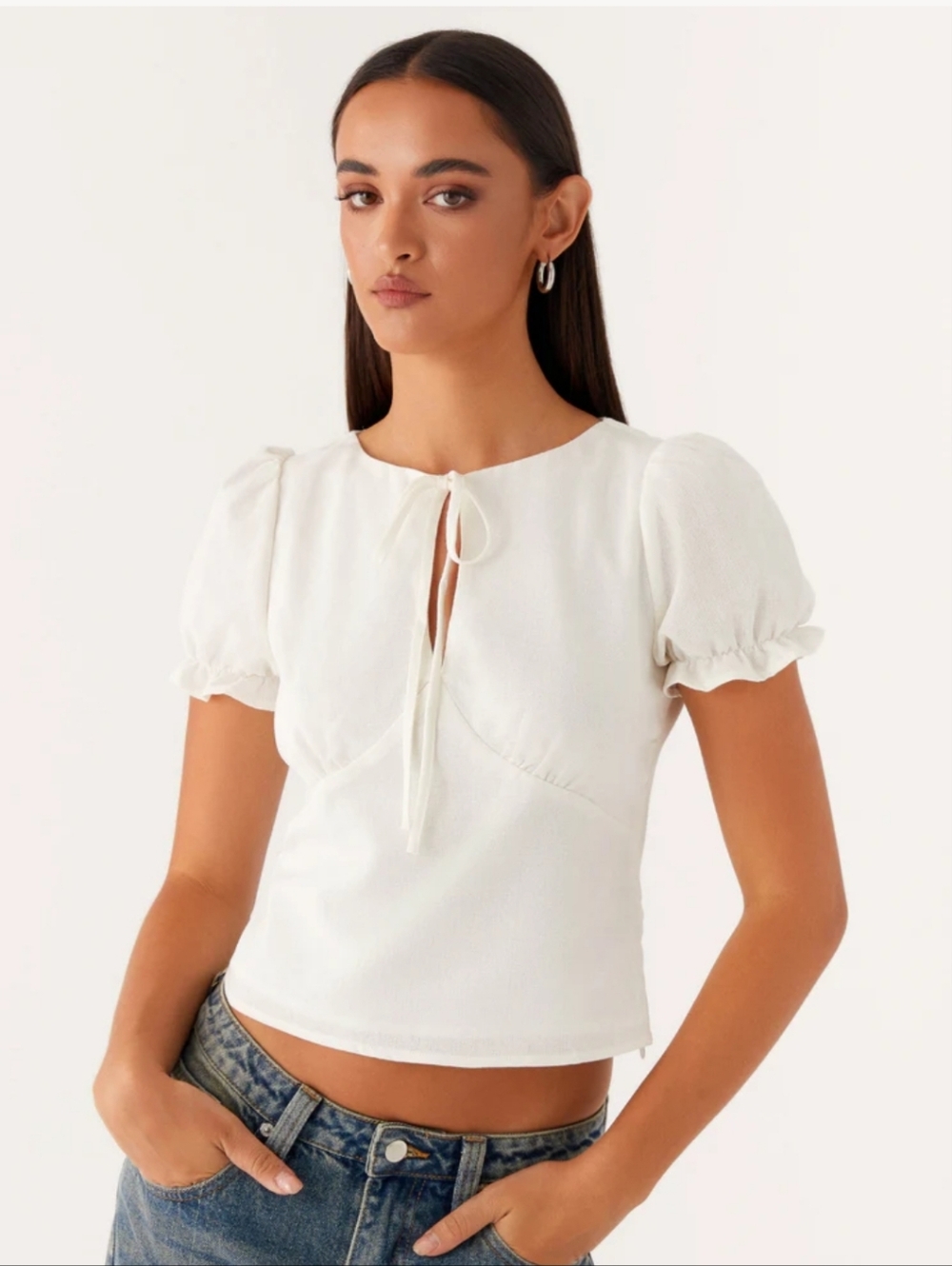 Peppermayo These Words Puff Sleeve Top in White